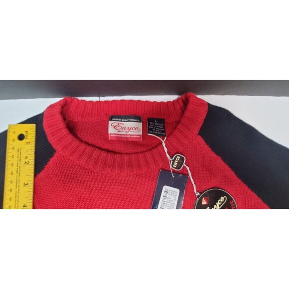 Vintage Y2K Enyce Hip Hop Rap Knit Sweater Mens L Red Striped Crew Neck Pullover - Picture 5 of 9